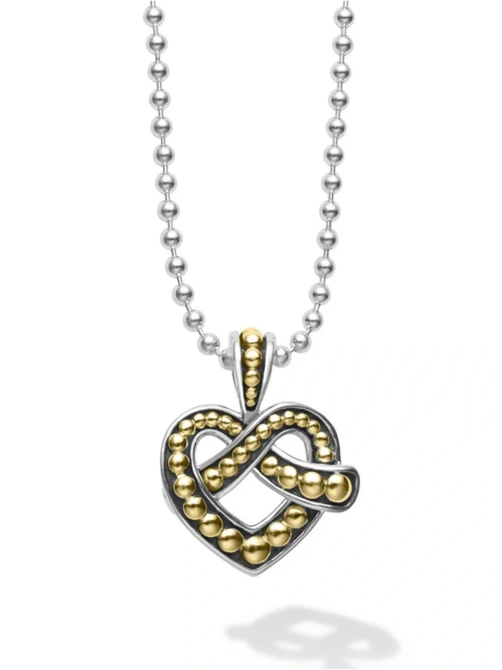 LAGOS 18K Gold & Sterling Silver Beloved Heart Pendant Necklace NWT